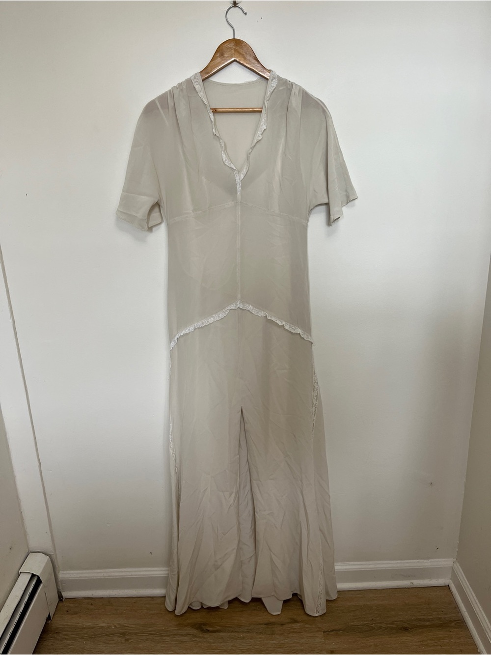 Prada Grey Short Sleeve V-Neck Midi Dress with Slip Size 38 US 2
